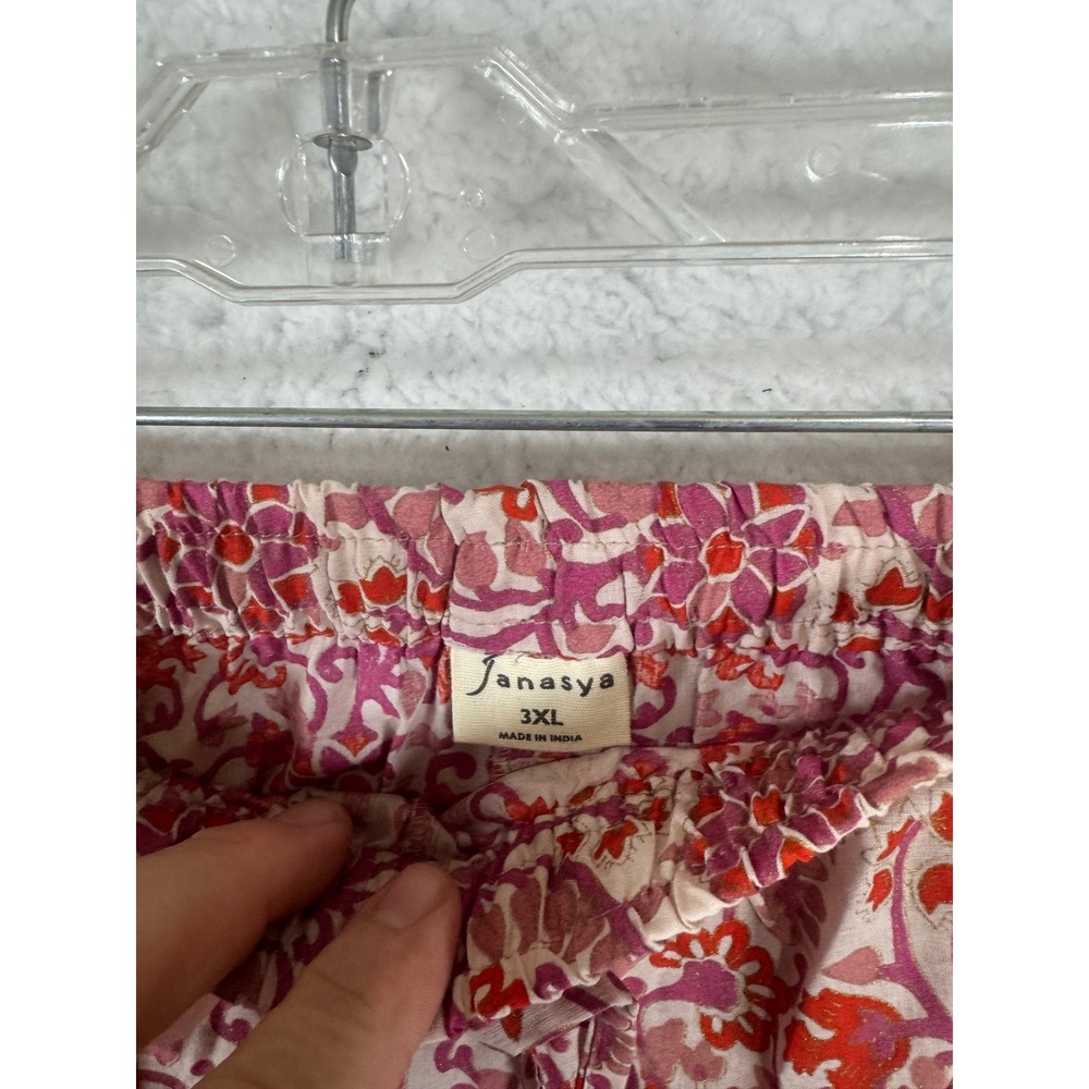 Janasya Floral Print Women's Pants‎ Elastic Waist 3XL Plus Size Casual - Picture 2 of 5